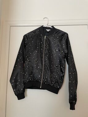 love, Fire Black Star-Print Bomber Jacket